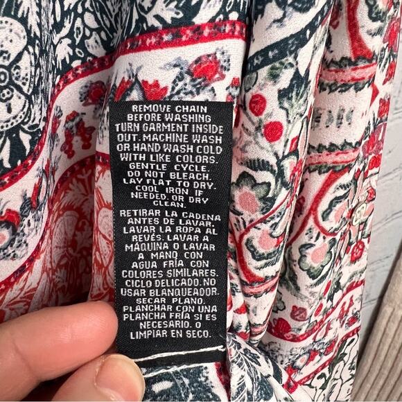 Zac & Rachel Womens Top Size Petite L white black salmon work wear metal tassel - Picture 16 of 16